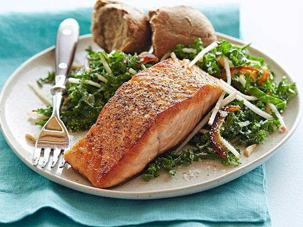 Pan-Seared Salmon with Kale and Apple Salad Recipe  Food 