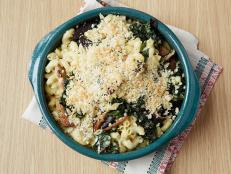 Check out Food Network Kitchens' recipe for Creamy Baked Macaroni and Cheese with Kale and Mushrooms for an easy-to-make Meatless Monday dinner.