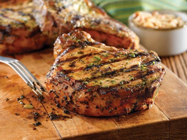 Grilled Pork Chops with Basil-Garlic Rub Recipe | Food Network