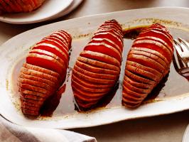 Grilled Hassleback Sweet Potatoes with Molasses-Nutmeg Butter