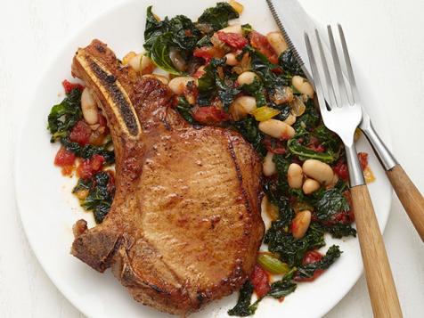 Cajun Pork Chops with Kale