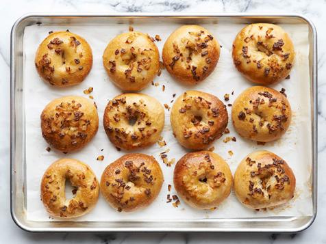 Potato Bagels with Butter-Glazed Onions