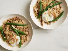 This Middle Eastern-inspired dinner uses caramelized onions, aromatic spices, almonds and yogurt to create a budget-friendly meal with big flavor. Instead of the more usual rice, we&rsquo;ve paired the dish with nutty, protein-packed quinoa.