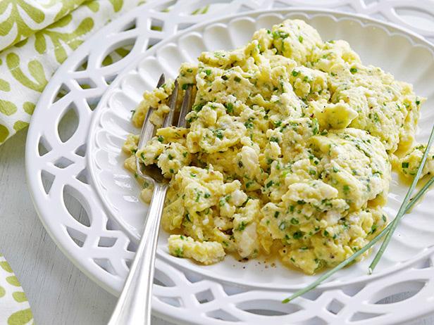 Creamy Scrambled Eggs with Cheese and Chives Recipe | Food Network ...