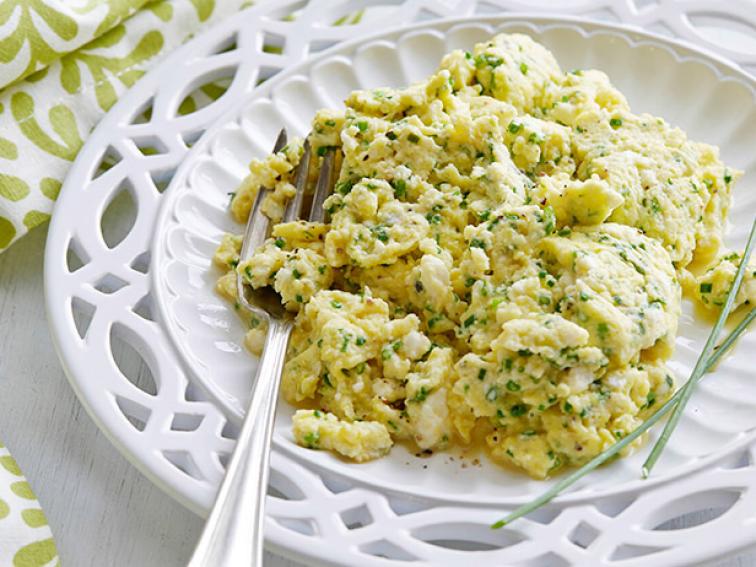 Creamy Scrambled Eggs With Cheese And Chives Recipe Food Network Kitchen Food Network 