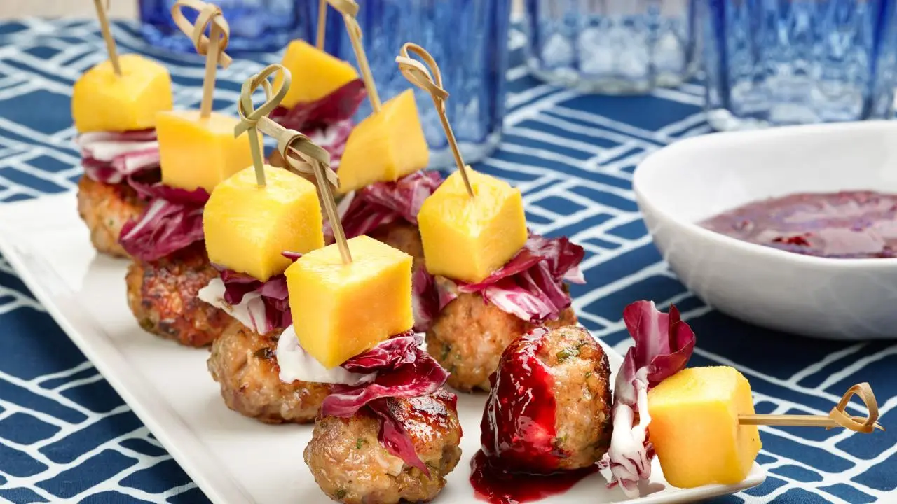 Mini Meatball and Mango Skewer