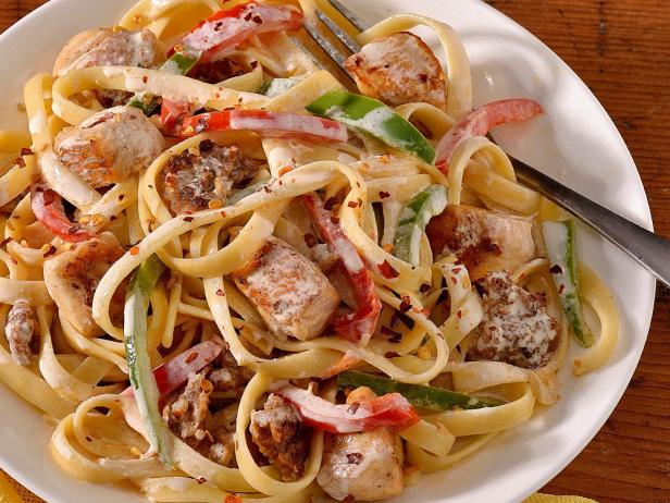 Cajun chicken top and sausage pasta
