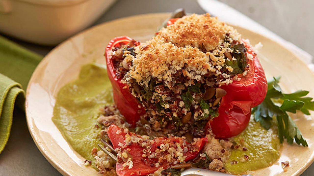Turkey-Quinoa-Stuffed Peppers