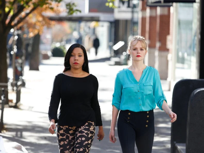 The Red Team Recruit Rasheeda Brown and Blue Team Recruit Alina Bolshakova walking the The Dutch restaurant for the cook off. The recruits must prepare a three course restaurant-quality meal for a panel of distinguished culinary experts who will determine who takes home the $25,000 prize money, and the right to say they are no longer one of the worst cooks in America, as seen on Food Network's Worst Cooks in America, Season 4.