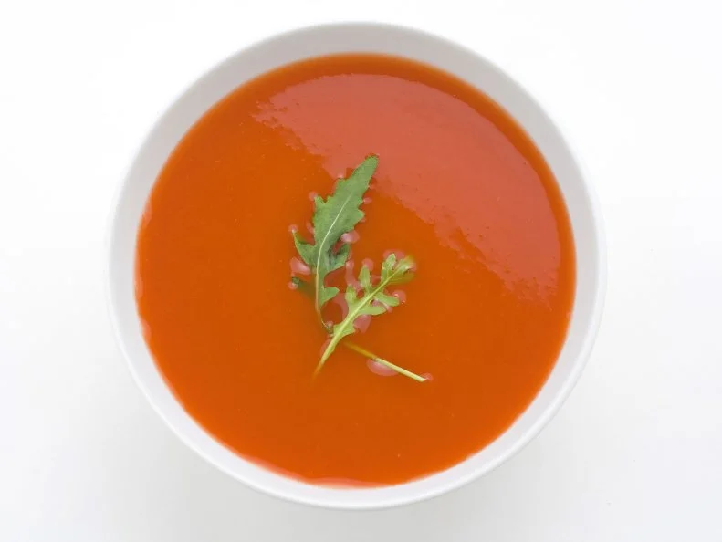 delicious and healthy homemade tomato soup and vegetables
