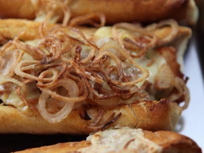 Host Jeff Mauro's Cranberry BBQ Turkey Sandwich topped with Fried Shallots, as seen on Food Network's Sandwich King.