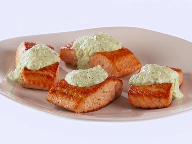 Pan Fried Salmon With Green Goddess Tzatziki Recipe Giada De Laurentiis Food Network