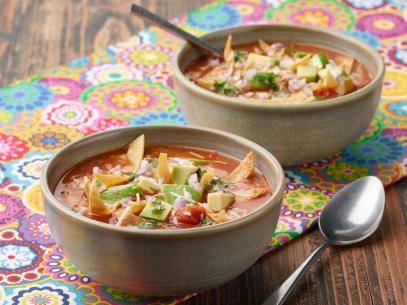 Ree Drummond's Chicken Tortilla Soup for the  Investment Reunion Dinner episode of The Pioneer Woman, as seen on Food Network.