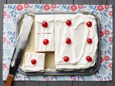 The Pioneer Woman's Tres Leches Cake recipe is the perfect make-ahead dessert. As the name suggests, cake is made with three kinds of milk: heavy cream, sweetened condensed milk and evaporated milk. The mixture is poured over a fluffy yellow cake and topped with whipped cream and maraschino cherries.