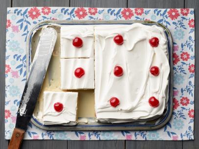 Ree Drummond's Tres Leche Cake for the Investment Reunion Dinner episode of The Pioneer Woman, as seen on Food Network.