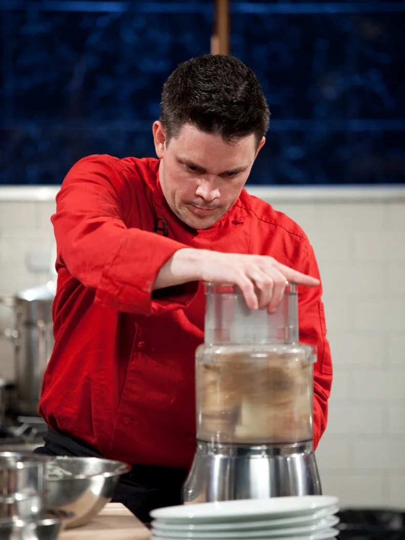 Chef Gavin Kaysen and food processor, as seen on Food Network’s Chopped All Stars, Season 14.
