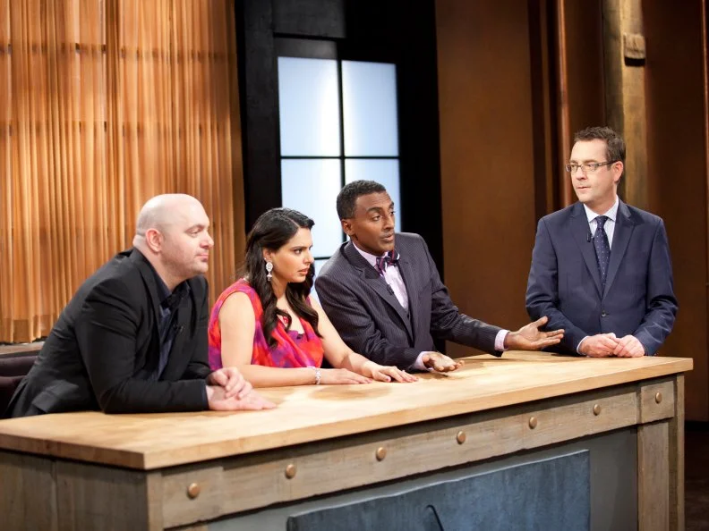 Ted Allen hosts round two of an All Star episode of Chopped as Chuck Hughes, Elizabeth Falkner, Gavin Kaysen, and Richard Blais compete and Chris Santos, Marcus Samuelsson, and Maneet Chauhan judge as seen on Food Network’s Chopped All Stars, Season 14.
