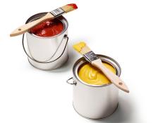 Learn how to serve condiments in mini paint pails, with pastry brushes for spreading.