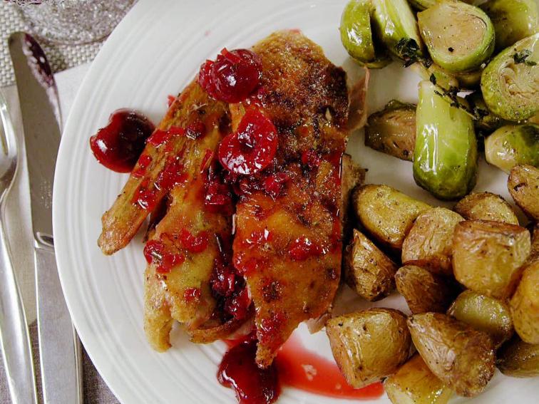 Crisp-Tender Roast Duck with Cherry-Rosemary Sauce Recipe | Ted Allen