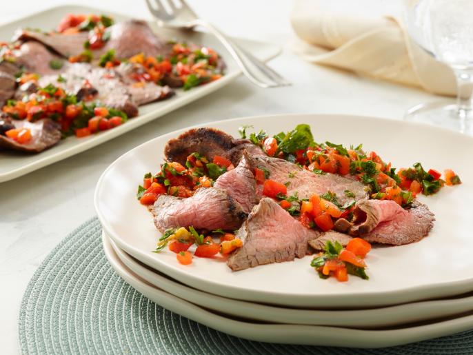 Grilled Steak With PepperParsley Relish Recipe Food Network