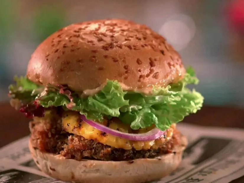 Panko crusted portobello mushroom burger.