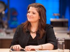 Guest Judge Alex Guarnaschelli watching the Finalists cooking for the Star Challenge "Chopped" as seen on Food Network Star, Season 9.