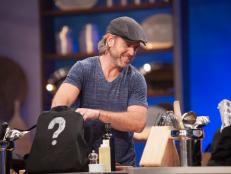Finalist Chad Rosenthal with their mystery ingredient Salsify for the Mentor's Challenge "Mystery Bag" as seen on Food Network Star, Season 9.