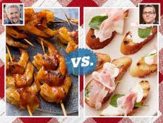 This week, Guy Fieri and Ted Allen go head-to-head with their easy, crowd-pleasing summer appetizers. Whose will you make for your next get-together? Cast your votes!