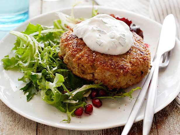 Organic Lamb Burger with Fresh Mint Yogurt and Quinoa
