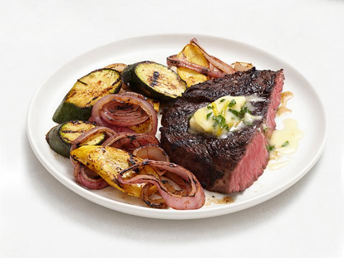 Grilled Steak and Vegetables With LemonHerb Butter Recipe Food