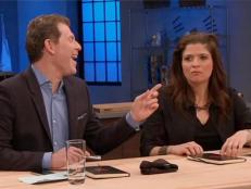 Caption this photo of Food Network's Bobby Flay and Alex Guarnaschelli on Food Network Star, then tune in Sunday, June 16 at 9pm/8c to find out what's going on.