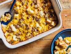 Trisha Yearwood's Breakfast Sausage Casserole recipe is the easiest make-ahead breakfast. Just top cubed white bread with sausage, eggs, cheese and half-and-half and store in the fridge until you're ready to eat, then pop in the oven and you've got breakfast for a crowd.