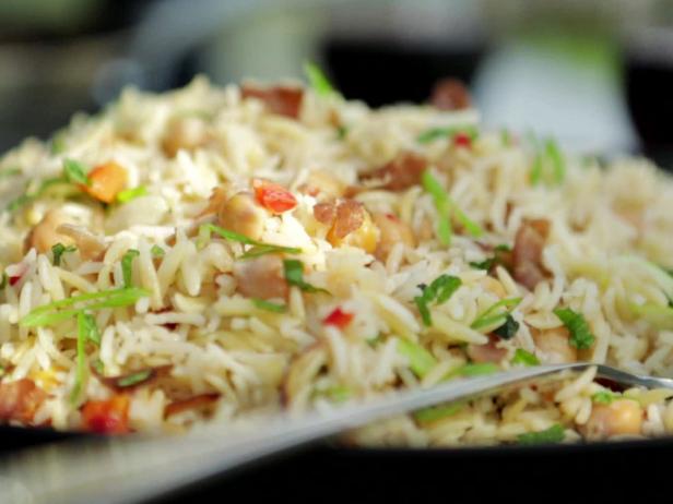 Basmati Rice Pilaf With Prosciutto Garbanzo Beans And Orzo Recipe Guy Fieri Food Network
