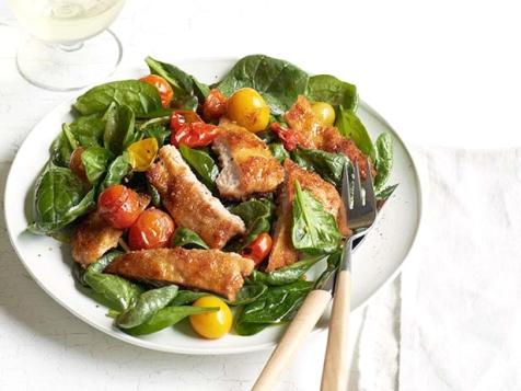 Warm Spinach Salad With Pork Milanese