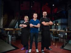 Chef Bobby Flay with two potential challengers: Chef Alberico Nunziata, Executive Chef, La Piazza in Los Angeles, CA, and Sarah Grueneberg, Executive Chef, Spiaggia Chicago, Illinois. The two chosen master chefs must compete in round one to win the opportunity to take down Iron Chef Bobby Flay in a one on one cook off, as seen on Food Network’s Beat Bobby Flay, Season 1.