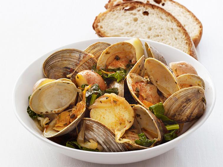 Steamed Clams and Kale Recipe Food Network Kitchen Food Network