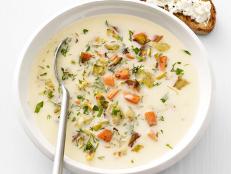 Get the recipe for Food Network Magazine's Potato-Fennel  Soup, a quick-cooking, comforting recipe ideal for Meatless Monday dinner.