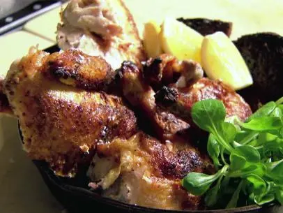 The Standard Grill million dollar chicken with roasted croutons.