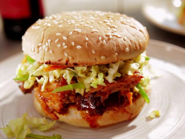 Korean Pulled Pork Sandwich with Asian Slaw Recipe Bobby Flay Food