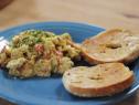 Scrambled eggs with toasted bagel, as seen on Food Network's The Pioneer Woman.