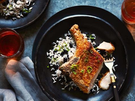 Banana Chip Crusted Jerk Pork Chops