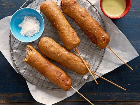 Masala Corn Dogs with Mango Dipping Sauce