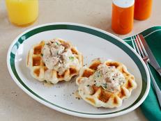 Waffling biscuits adds a lot more crispy surface area and creates the perfect nooks for the sausage gravy to pool in. This would also work with your favorite homemade cut biscuit dough.