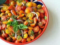 First things first, don't call a dish a "salad." Most kids don't like salad or the thought of a salad. Try something more fun like, "We're having a cherry tomato surprise!" Most kids like surprises.