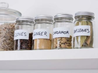 Jars of assorted herbs and spices