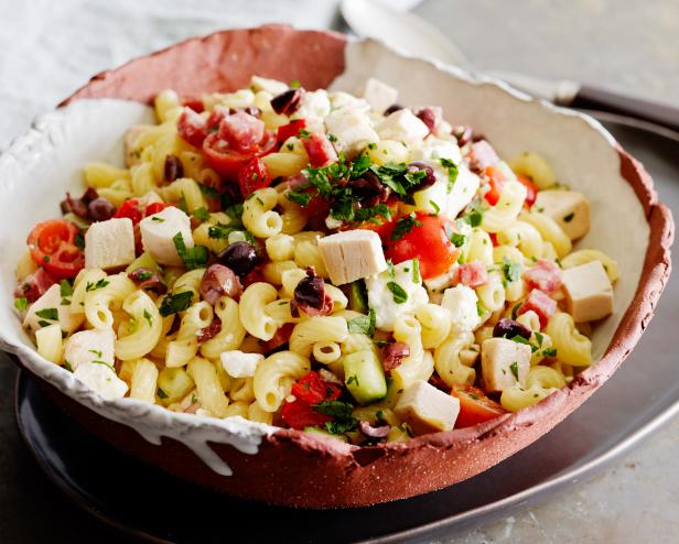 ITALIAN CHICKEN PASTA SALAD
Geoffrey Zakarian
The Kitchen/Welcome to The Kitchen
Food Network
Elbow Macaroni, Olive Oil, Rotisserie Chicken, English Cucumbers, Cherry Tomatoes, Nicoise
Olives, Red peppers, Hard Salami, Red Onion, Flatleaf
Parsley, Ricotta Salata, Red Wine
Vinegar,ITALIAN CHICKEN PASTA SALAD
Geoffrey Zakarian
The Kitchen/Welcome to The Kitchen
Food Network
Elbow Macaroni, Olive Oil, Rotisserie Chicken, English Cucumbers, Cherry Tomatoes, Nicoise
Olives, Red peppers, Hard Salami, Red Onion, Flatleaf
Parsley, Ricotta Salata, Red Wine
Vinegar