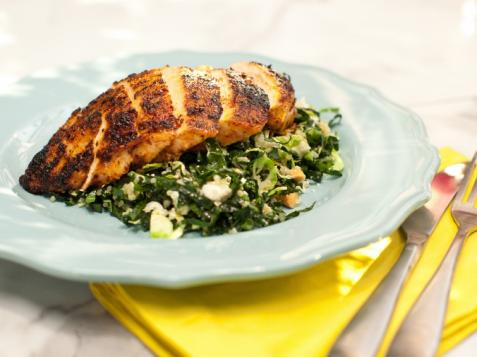 Chile-Rubbed Chicken Breast with Kale, Quinoa and Brussels Sprouts Salad