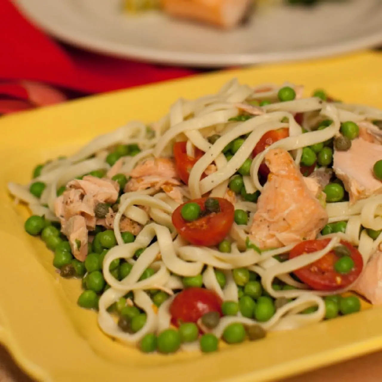 Salmon and Veggie Linguini - 
