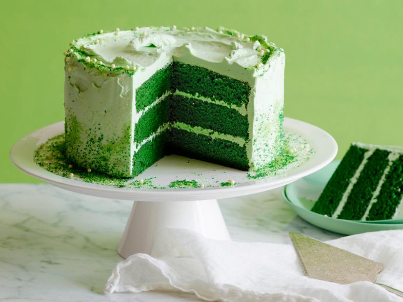 St. Patrick's Day Green Velvet Layer Cake Recipe | Food Network ...