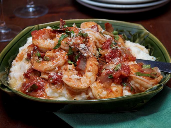 Low Country Shrimp And Grits With Stewed Tomatoes Recipe Virginia Willis Food Network